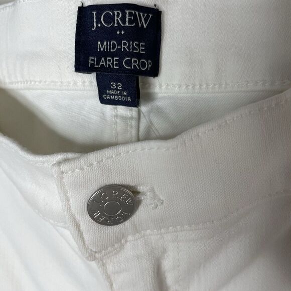 J.CREW Jeans Women 32 Flare Crop NEW White Raw Hem Stretch BO933 - Picture 7 of 16